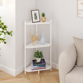 Wisuce corner shelf 3-tier bamboo frame showing compact storage.