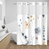 WITHLOC No Hook Shower Curtain watercolor floral pattern brightens bath