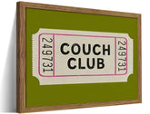 WLHARTT vintage framed wall art with couch club ticket for cozy living room decor.