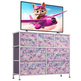 WLIVE 7-drawer dresser with wood top front view for organized living room storage
