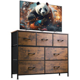 WLIVE 7-drawer dresser with wood top for organized living room storage.