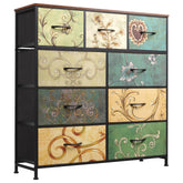 WLIVE 9-drawer dresser with wood top for neat bedroom storage.