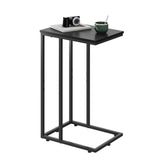 WLIVE black C-shaped side table beside bed for easy access