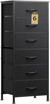 WLIVE black tall dresser with wood top provides organized storage and display space.