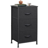 WLIVE dresser with 3 drawers in charcoal black and wood top for organized storage