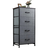 WLIVE dresser with four fabric drawers and wood top ideal for organized bedroom storage