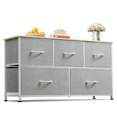 WLIVE dresser with five drawers in light grey for organized clothing.