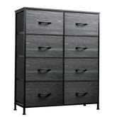 WLIVE fabric dresser with 8 drawers in a tidy bedroom setup.