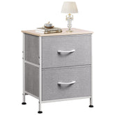 WLIVE night stand gray with wood top, ideal for a neat bedside setup.