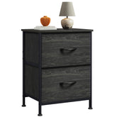 WLIVE night stand with wood top in charcoal black for durable bedside storage.