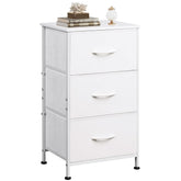 WLIVE nightstand with three drawers and wood top for easy bedroom organization