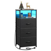 WLIVE nightstand with charging station and LED strip for mood lighting