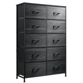 WLIVE tall dresser in black with 10 drawers for organized bedroom storage