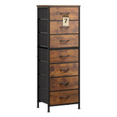 WLIVE tall dresser with wood top in Rustic Brown for storage and display
