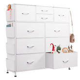 WLIVE white dresser with 10 drawers, front view, showing organized storage for clutter-free spaces.