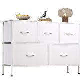 WLIVE white dresser front view with five drawers for organized clothing.