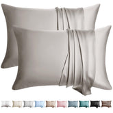 WLOSJ silk pillowcase queen grey pack two for luxurious hair and skin.