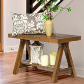 Wnutrees Farmhouse wood bench close-up showing natural grain and durability.