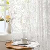 Woaboy white lace curtains pair; soft light diffusion for living rooms.