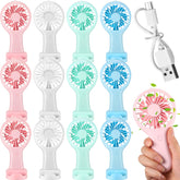 Woanger 12-pcs mini portable fan set in vibrant colors for travel cooling.