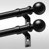 Wolistsa 2-pack curtain rods 36-60 inch with black round finials for modern decor.
