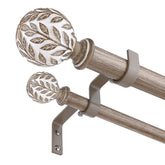 Wolistsa double curtain rod with wood leaf finials adds rustic elegance to your window