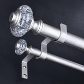 Wolistsa silver double curtain rod front view showing robust construction for heavy drapes.