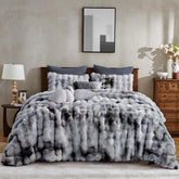 Wonderful faux rabbit fur king comforter with fluffy texture for cozy nights