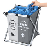 Wonderjune foldable shoe cover box dispenser in gray and beige for organized entryways.