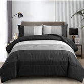 WONGS BEDDING black stripe patchwork comforter adds chic bedroom style