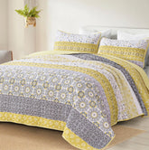 WONGS BEDDING boho quilt queen yellow striped patchwork for cozy bedroom decor