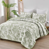 WONGS BEDDING botanical quilt queen sage green pattern adds vintage toile elegance