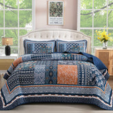 WONGS BEDDING navy blue quilt queen for all-season comfort.