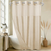 Wonicy linen-textured curtain front view with ringless design for quick setup.
