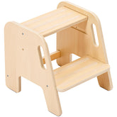 WOOD CITY Step Stool full view shows two-step design for toddlers.