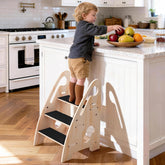 Woodever toddler step stool in 3-step design provides stable support for daily routines