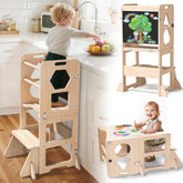Woodure 4-in-1 toddler kitchen step stool folded for easy storage and quick setup.