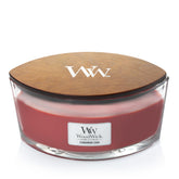 WoodWick Cinnamon Chai ellipse wax pool showing even melt and fragrance