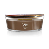 WoodWick Humidor ellipse candle with wide flame for cozy evenings