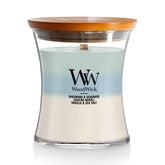 WoodWick Oceanic Trilogy packaging showcases gift-ready presentation for anyone who loves ambient candles.