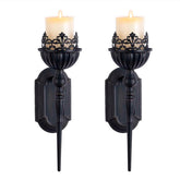 WOPARTY Gothic wall sconce candle holder set of 2 with crown and scepter design for dramatic living room lighting