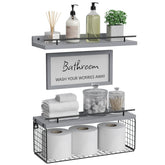 WOPITUES floating shelves with guardrail secure bathroom items