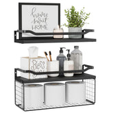 WOPITUES floating shelves over toilet with basket for easy toilet paper access