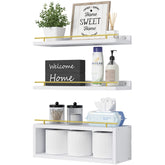 WOPITUES floating shelves with wall rails closeup for sturdy bathroom storage and organized surfaces.