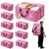 WORKPRO 8-pack moving bags with heavy-duty zippers in pink for secure packing