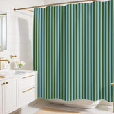 Worthwhile Goods striped shower curtain green teal full view for stylish bathroom decor