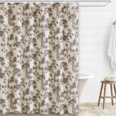 WOUVMA brown floral shower curtain in 72x72 inches adds natural cottagecore charm.