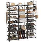 WOWLIVE 9-tier large shoe rack in black holds up to 55 pairs for organized closet storage
