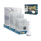 Wowtron vacuum bags travel pack shows compression up to 80% for easy packing