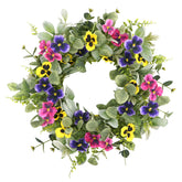 WreathDream artificial spring wreath with pansy flowers enhances curb appeal for your front door